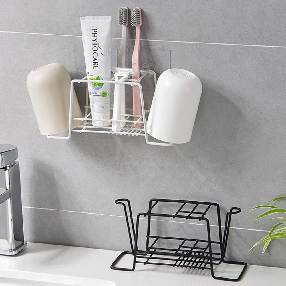 

1PC Wall Toothbrush Holder Toothpaste Storage Rack Shaver Tooth Brush Dispenser Bathroom Organizer Accessories Tools #F