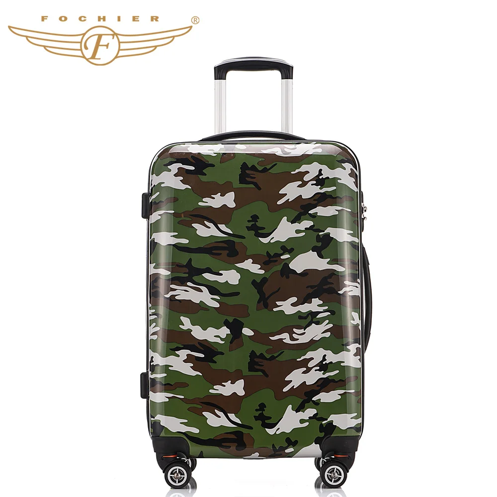 1 Piece ABS PC Hardside Travel Trolley Case Camouflage Printing 20 24 28 Durable Upright Rolling
