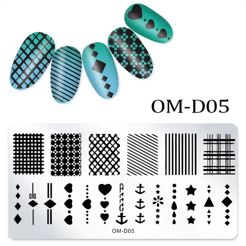 1 шт. дизайн ногтей штамп изображения пластины прямоугольник геометрические кружева цветок животный узор штамповка шаблон изображения пластины трафаретные гвозди инструмент