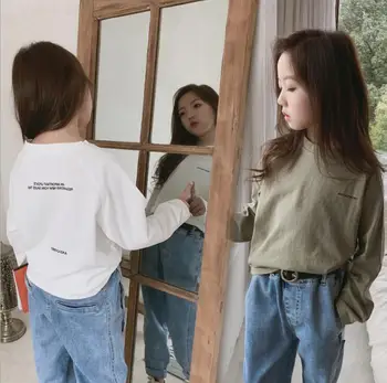 

2019 Korean style girls t-shirt full sleeve cotton fashion spring girls top 4-9t B295