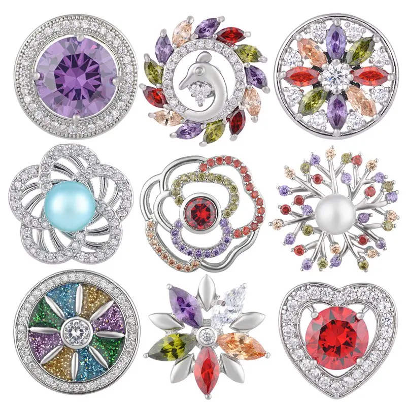 

1pcs Newest Styles Zircon Snaps Mix Pack 18mm GingerSnaps Snap button Charms Snap Jewelry VN-1977