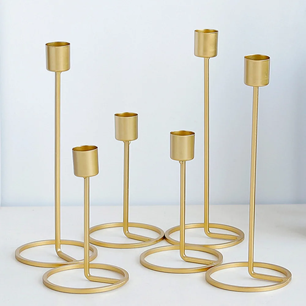 

Nordic style Candle Holder Gold Single Head Iron 3D Geometric Candlestick Romantic Table Decor Creative Home Wedding Decoration