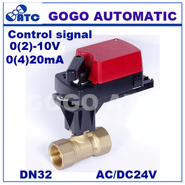 G11/" 6Nm 2 way Электрический регулирующий клапан 0-10 v/4-20mA управления G11/4" пропорциональный моторизованный шаровой клапан для системы вентиляции и кондиционирования AC/DC24V