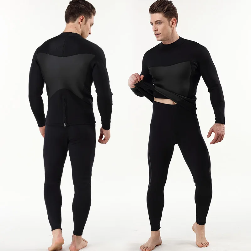 

One piece 3MM neoprene pure black men's diving jacket diving jacket cold and warm diving suit men's Jacket for diving