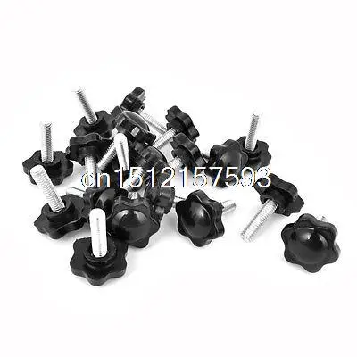 

20Pcs 25mm Dia Star Shaped Head M6 x 20mm Male Thread Clamping Screw Knob
