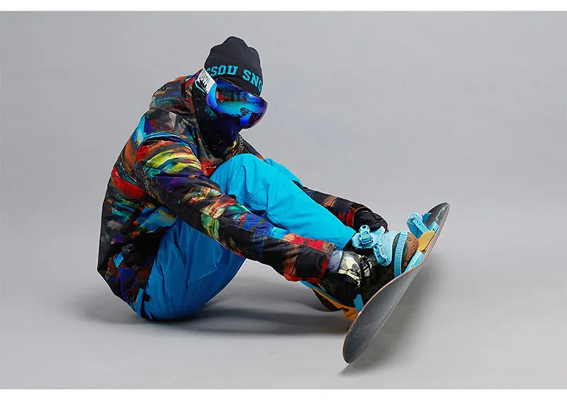 Бренд лыжный костюм Мужская лыжная куртка брюки сноуборд наборы Водонепроницаемый Горный лыжный костюм зимняя мужская уличная спортивная одежда