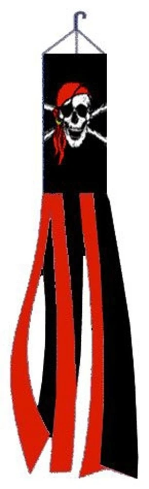 

BANDANA PIRATE WINDSOCK wind sock flag garden FL623 new twirling skull x bones