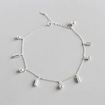 

Real 925 Sterling Silver Anklets For Women 2020 Small Hanging Beads Pendant Anklets Silver Jewelry Foot bracelet cheville femme