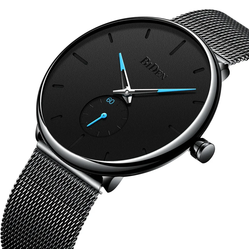 

BIDEN Fashion Mens Watches Top Brand Luxury Quartz Watch Men Casual Slim Mesh Steel Waterproof Sport Watch Relogio Masculino