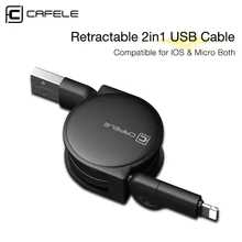Cafele Тип C микро USB кабель 2 в 1 для зарядки Кабели для iPhone X Xs Max выдвижной Зарядное устройство кабель для samsung Xiaomi huawei