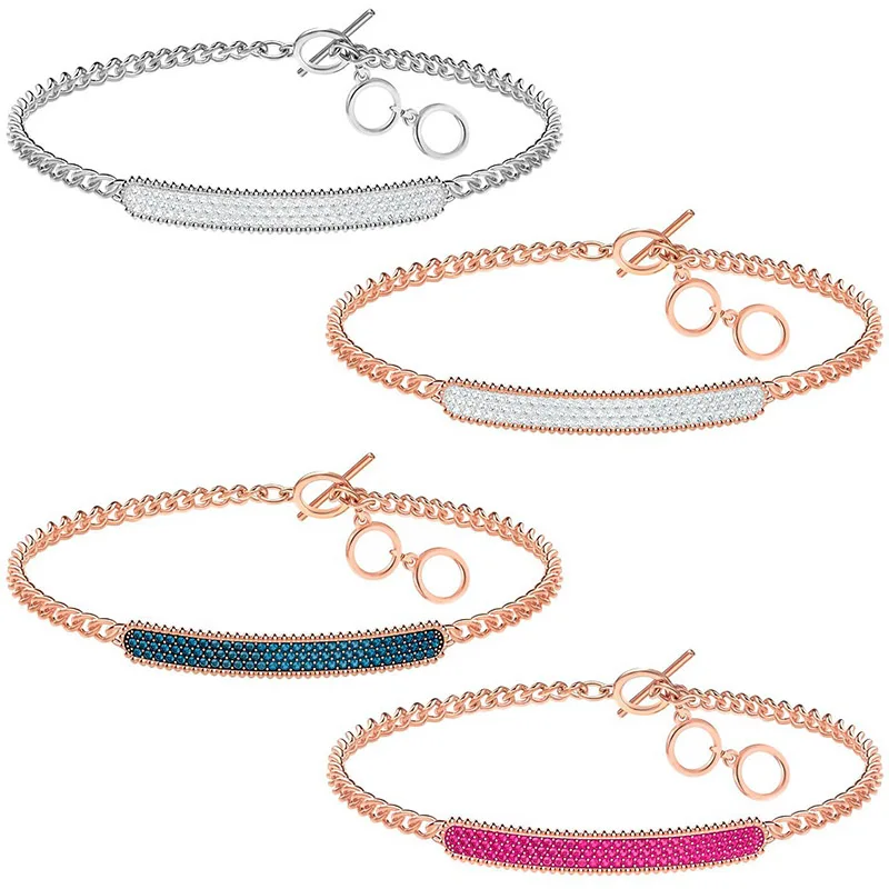 

SERVICE YOU Fashion 100% Sterling Silver Original 1:1 Have Logo High Quality Color Zircon Bracelet Women Jewelry Free Mail