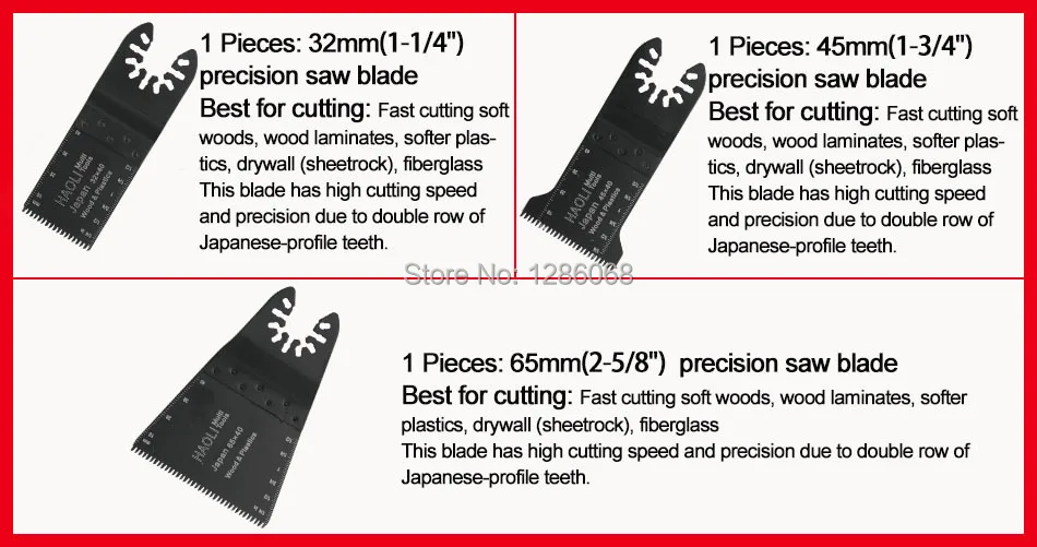 Durable Japan Tooth Precision Cutting Saw Blade Oscillating MultiTool 32+45+65mm 