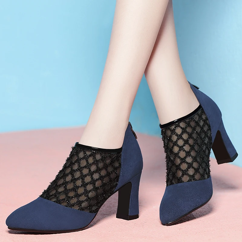 

2018 spring and autumn new style with high heel thick with single shoes Korean version of the wild fashion tide leather women's
