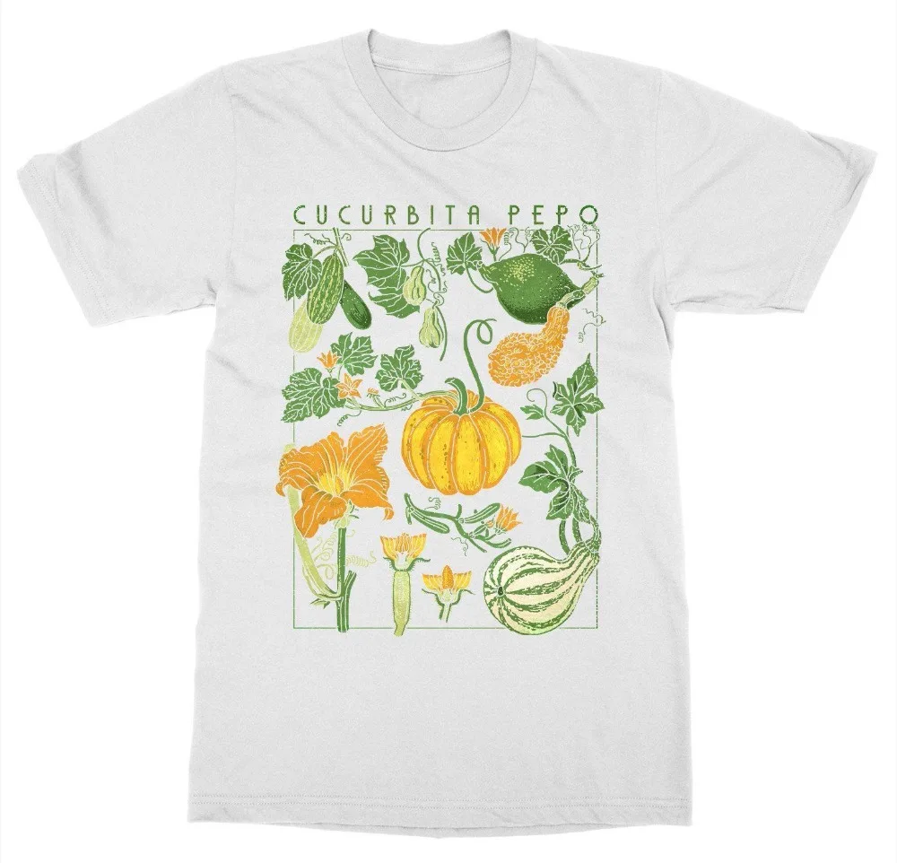2019 футболка с короткими рукавами и круглым вырезом, с принтом тыквы, ботанический сад, растение, фруктовый цветок, осенняя футболка на День