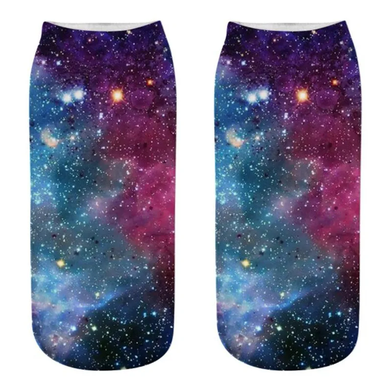 Женские носки Модные хлопковые носки с 3D принтом звездного неба женские забавные носки для девочек и девушек Короткие хлопковые носки Meias