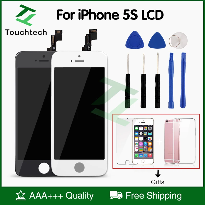 Черный/белый для iPhone 5s ЖК-экран Объектив Pantalla дисплей с сенсорным дигитайзером