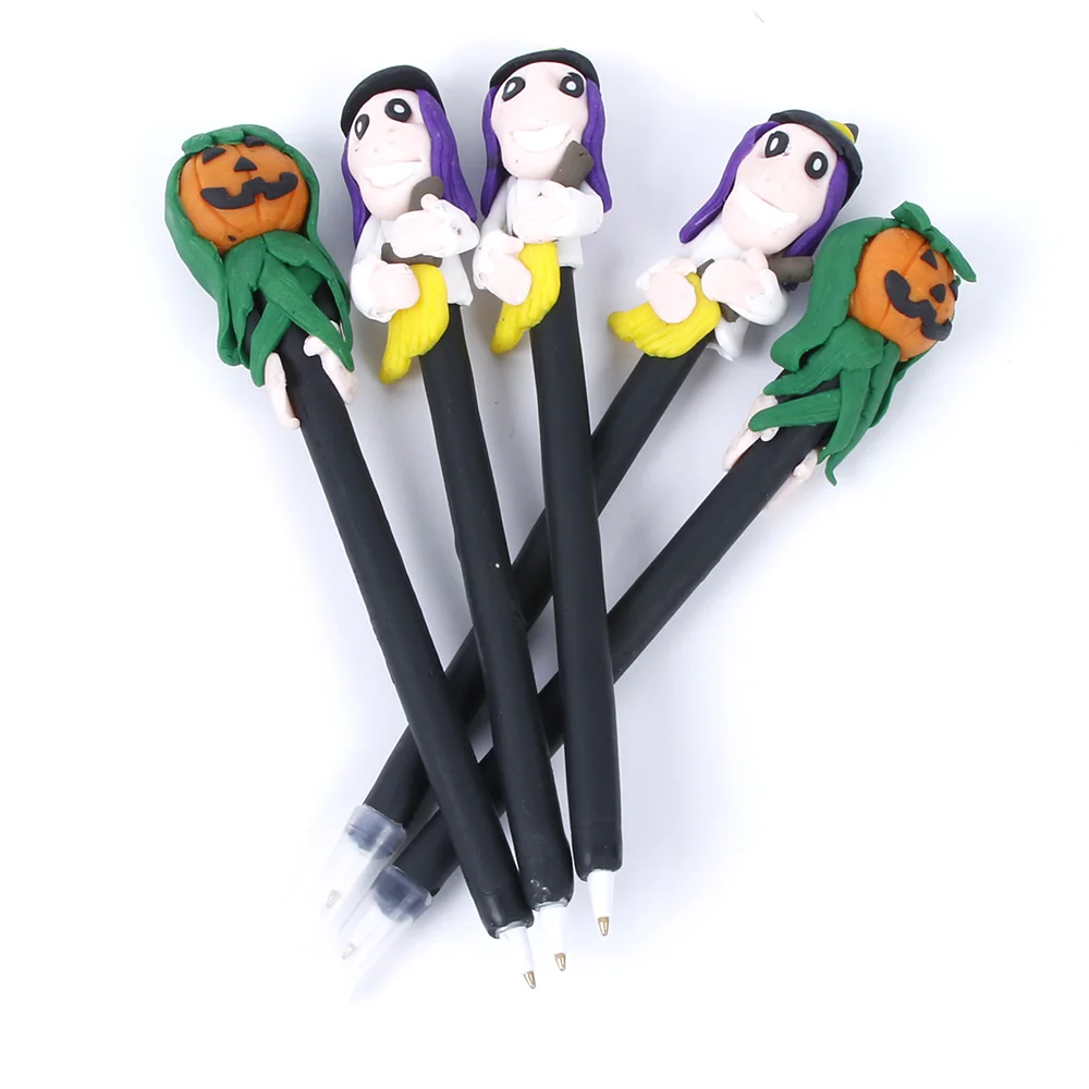 

1 Pcs Halloween Festival DIY Decoration Supplies Soft ceramics Ballpoint Pen Ghost Pumpkin Skull Ballpoint Pen School Papelaria