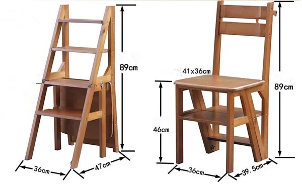 Откидная многофункциональная четырехступенчатая библиотечная лестница, стул, мебель для библиотеки, складной деревянный стул, стул, стремянка для дома