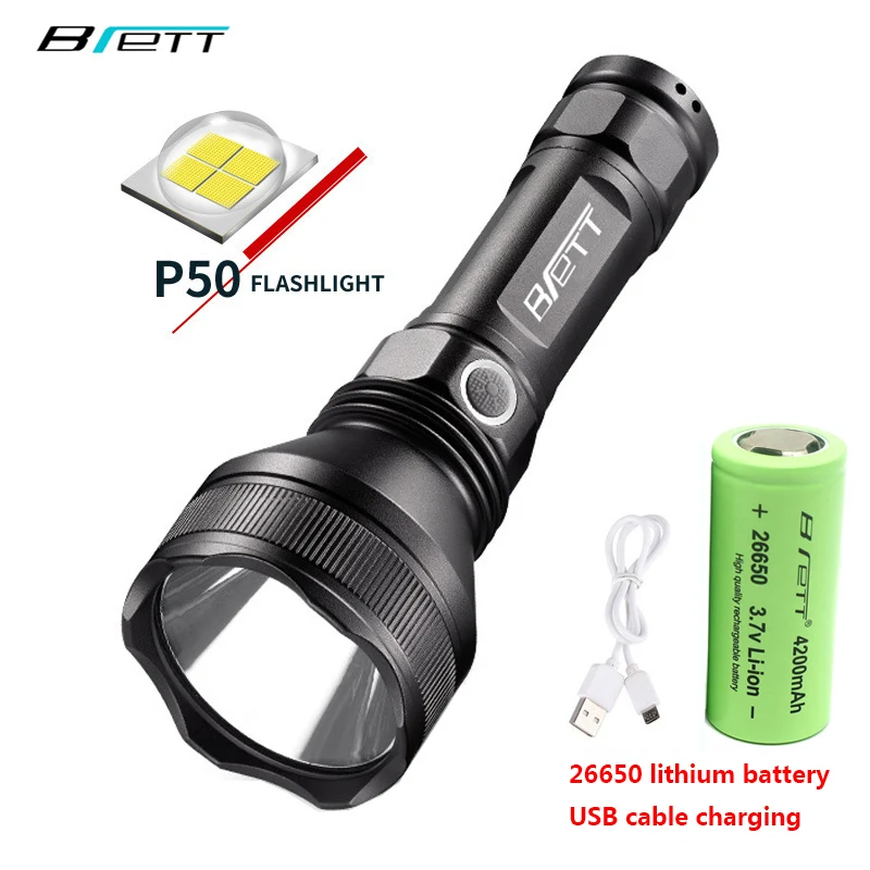 Led flashlight cree xhp50 xhp70 usb charging Use 26650 battery Hunting Adventure Night walk Powerful led Tactical flashlight