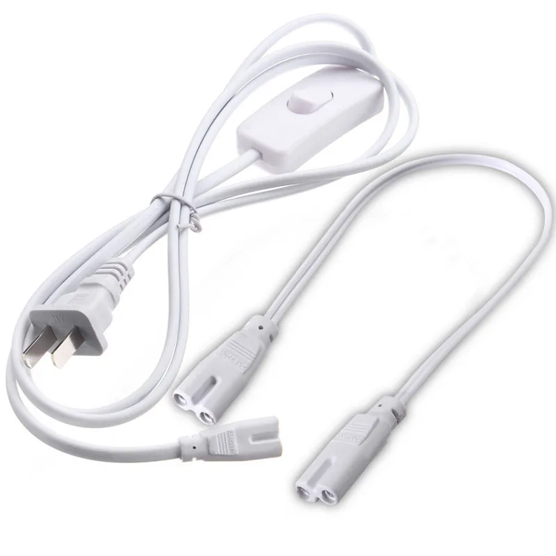 

US Plug Connector Cable Switch Wire Cord For T4/T5/T8 LED Grow Bar Plant Light White Extension Cords US Type Adapter