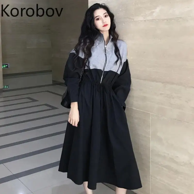 Женское платье Толстовка Korobov осеннее с длинным рукавом и шнурком 77555|Платья| |