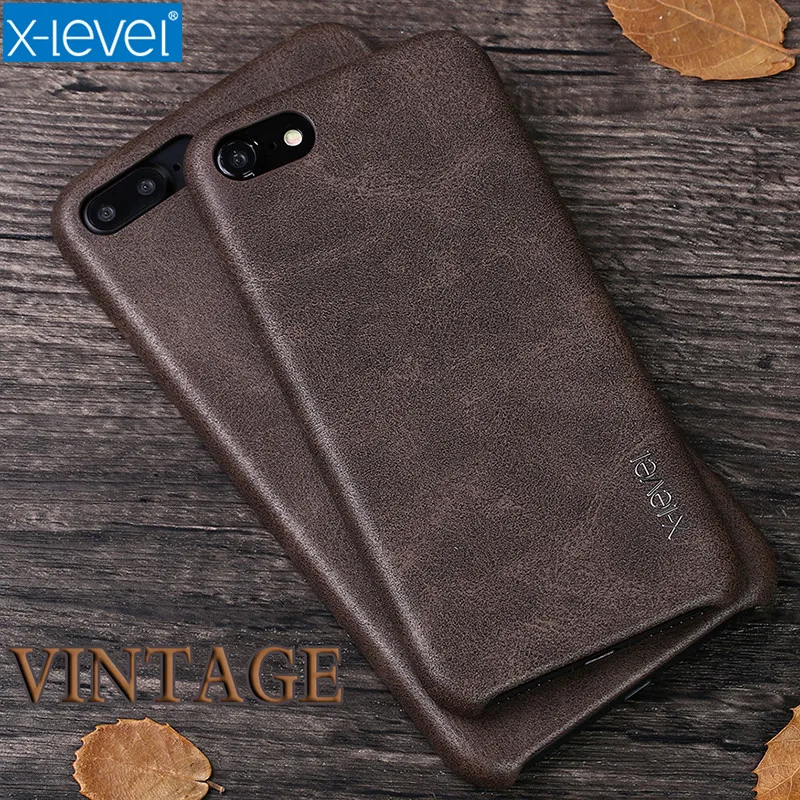Kopen X Niveau Case Voor IPhone 8 Luxe Leather Back Case Shockproof Bedrijf Vintage Beschermende Cover Case Voor Apple iPhone 8 Plus