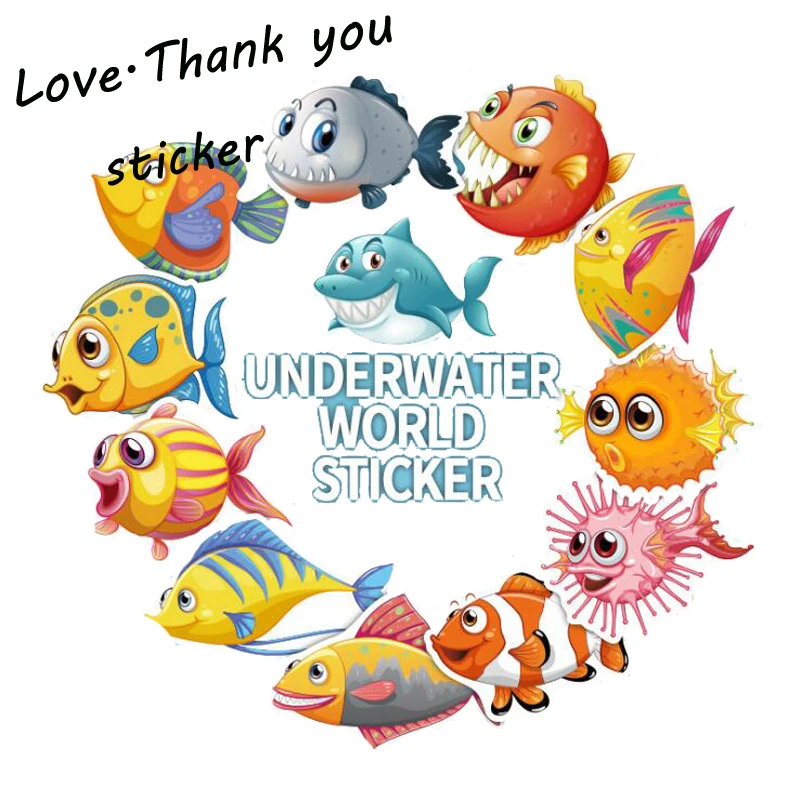 40cs/Lot Underwater World Sticker Cute Cartoon For Laptop Stuff Decal  Laptop Bicycle Motorcycle Waterproof Sticker For Kids