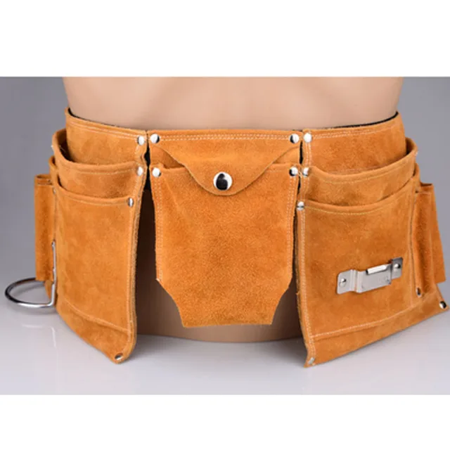 Cowhide Electric Welding Rod Bag Tool Waist Bag Toolkit Hardware