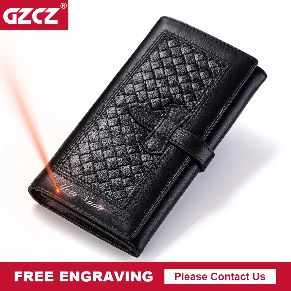 GZCZ женские кошельки из натуральной кожи модный длинный кошелек карман для