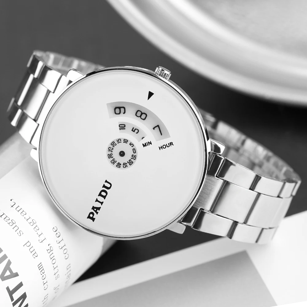 

PAIDU Stainless Steel Round Case Quartz Watches Minimalist Simple White Dial Wrist Watch Men Women Unisex New Arrival Watches