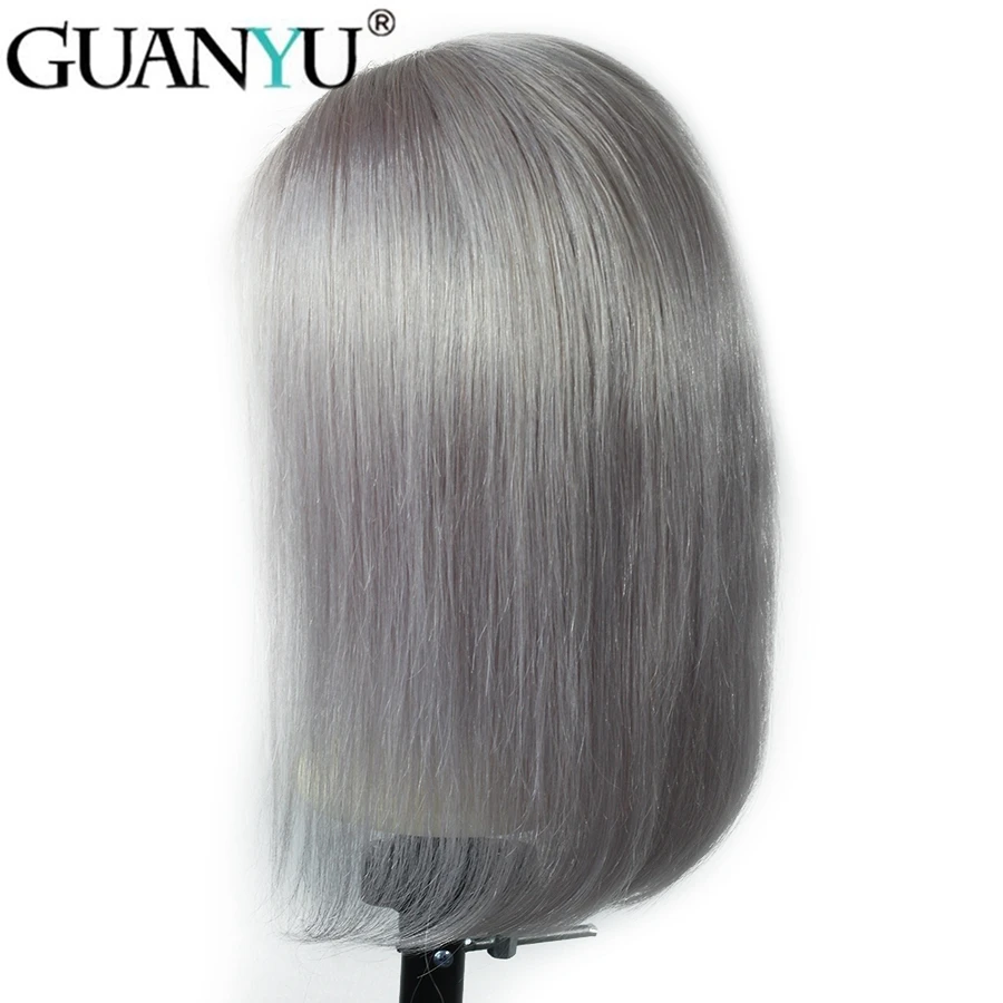 Бразильские прямые волосы Remy серого цвета фронта человеческих волос парики с