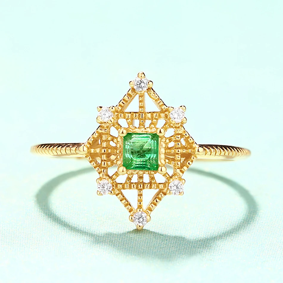 ALLNOEL 925 Sterling Silver Natural Emerald Hollow Ring For Women Infinity Wedding Band Bridal Jewelry New Arrival Gifts for Her (4)