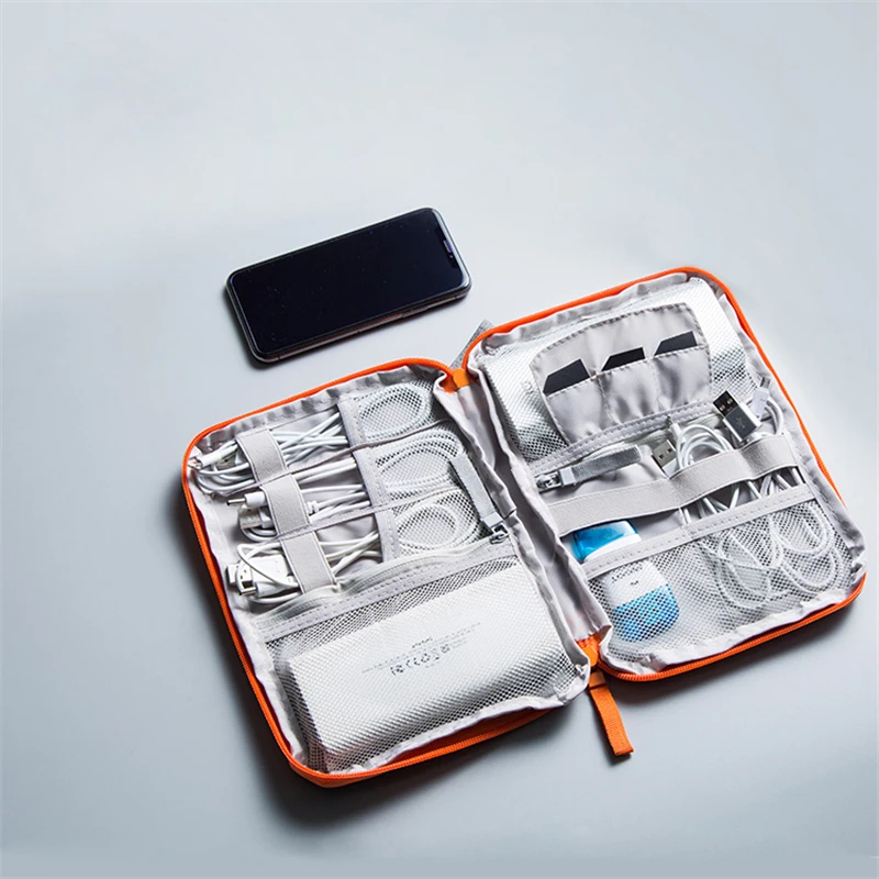 المحمولة منظم الكابلات حقيبة باد USB كابل بيانات سماعة سلك القلم قوة البنك السفر حقيبة التخزين كيت حالة الرقمية أداة جهاز