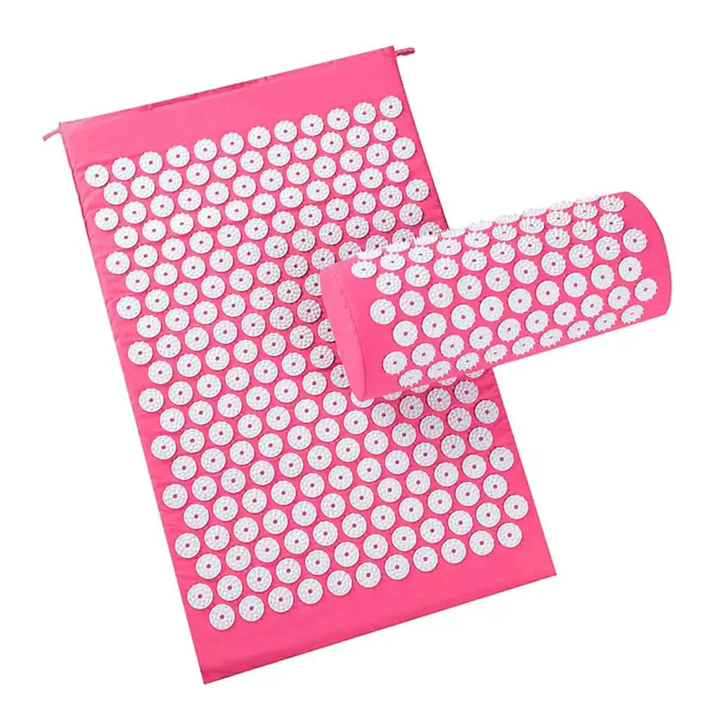 Массажер(приблизительно 67*42 см) массажная подушка акупрессура коврик снимает стресс боль Акупунктура Спайк йога коврик с подушкой Прямая поставка - Цвет: pink