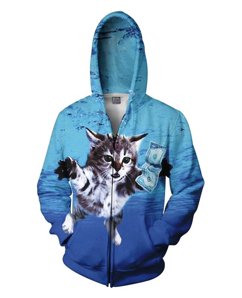  2020 Winter Explosion Models Lightning Cat Printing Lady Hoodies Fitness Animal Sweatshirts Women/m