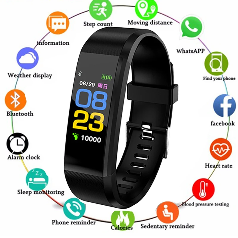 

ID115 Plus Smart Wristbands Health Monitor Heart rate/Blood Pressure/Pedometer Bluetooth Waterproof Sports Bracelet Band PK M3