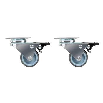 

2Pcs 3Inch Heavy Duty Swivel Castor Wheels with Brake For Trolley Furniture Double Ball Bearing