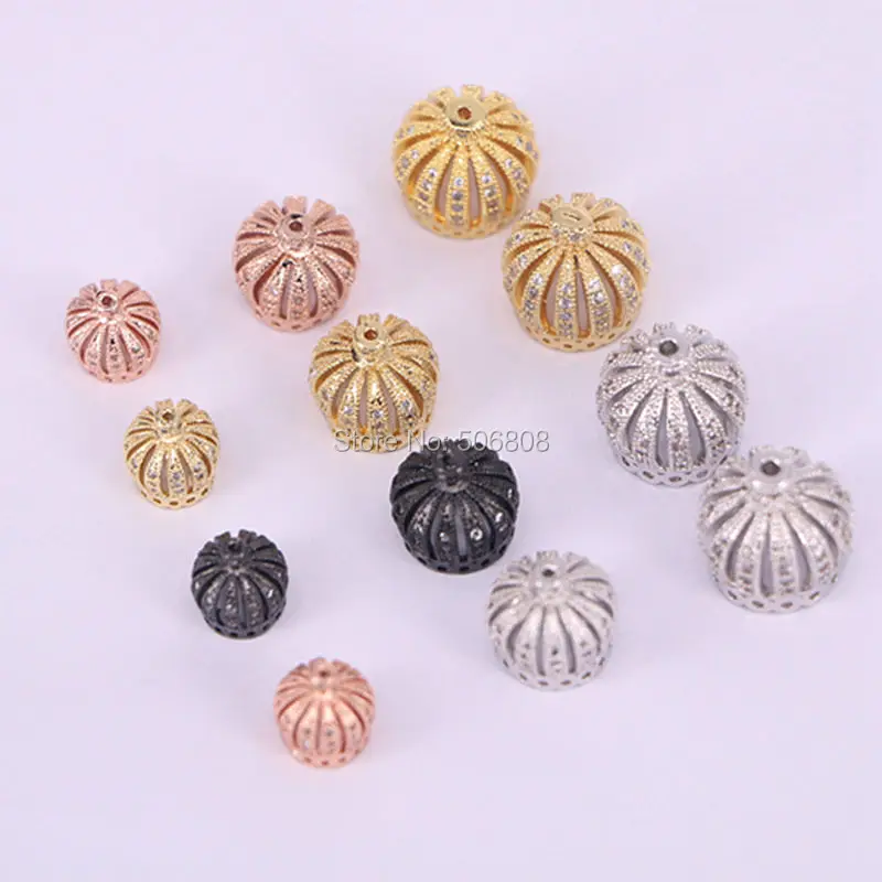 20PCS Mirco Pave Brass Metal Tassel Beads Metal Copper Round Crowns