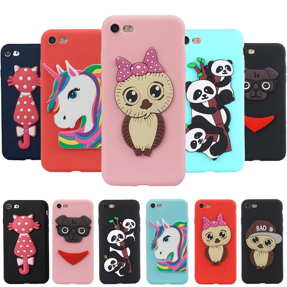 for Apple iPhone 8/7 Case Cute 3D Painted Pattern Silicone Patch Animal Cartoon Soft TPU Protective Cover Shell Mobile Phone Bag |