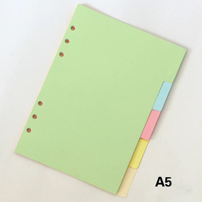 

5Pcs A5/A6/A7 6 Holes General Hand Account Notebook's Index Page Colored Spiral Book Category Page Office Planner Slip Sheet