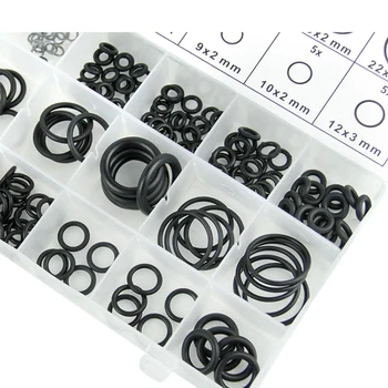 

225 Pcs/Lot O-Ring Repair Box O-Ring Set Of Black Rubber Ring Oil Resistance Wear Resistance And Good Elasticity Black Rubber