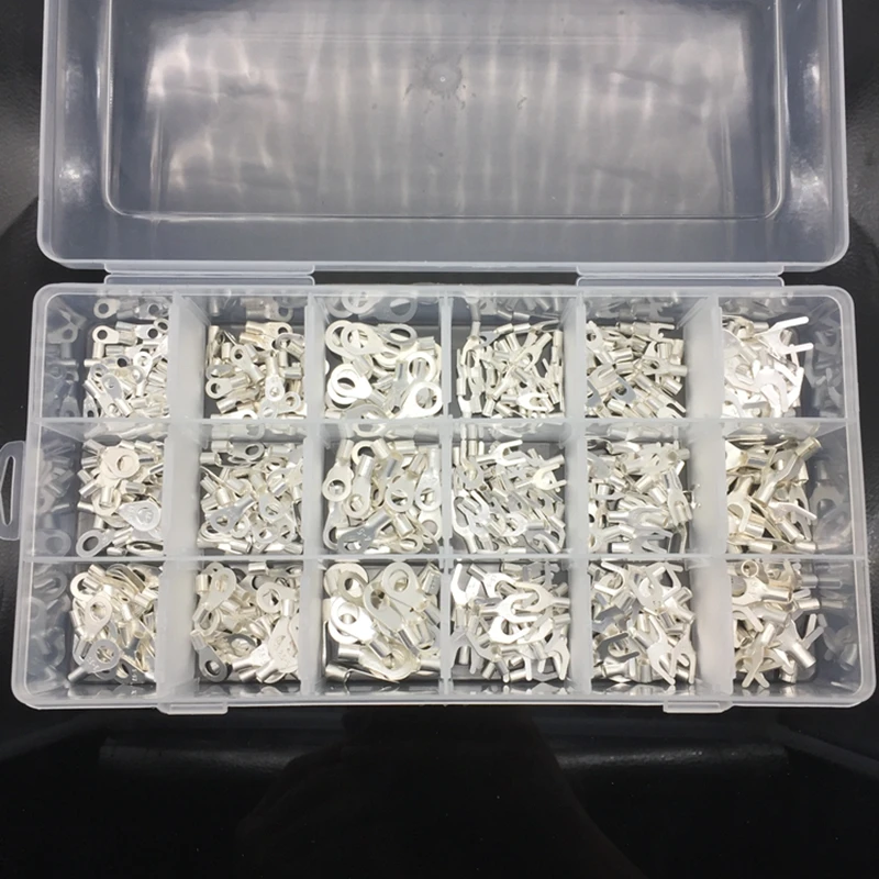 

18 types 490pcs terminals Cold pressing bare terminal box of Y type U type O type wiring round fork bare copper wire end of nose
