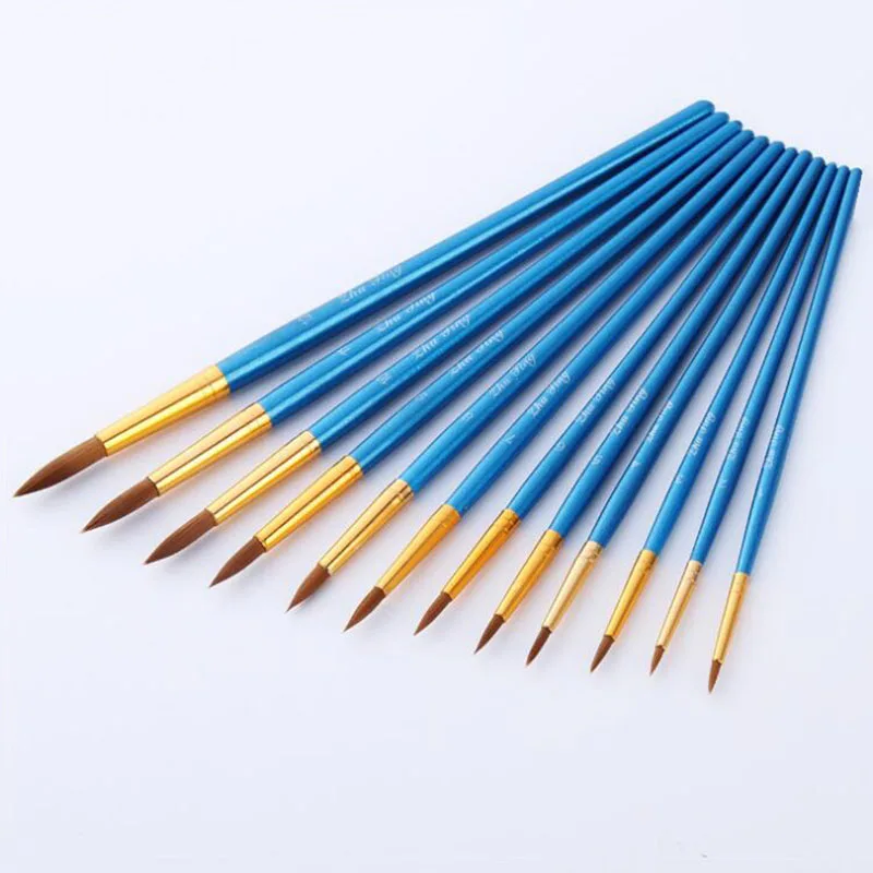 Goede 12 Stks Penselen Set Nylon Haar Verschillende Grootte Kunstenaar Fijne Olieverf Borstel voor Aquarel Acryl Tekening Art Supplies