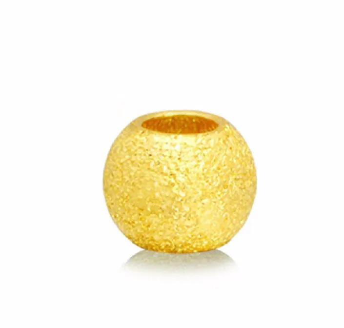 Чистый 24K желтое золото круглый песчаник свободные бусины кулон