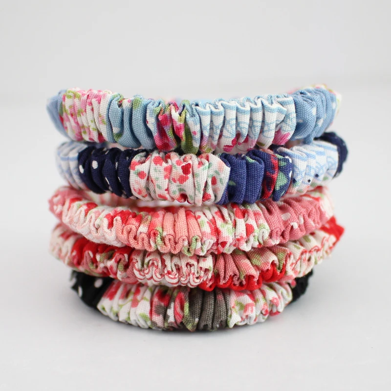 

5pcs/lot Mix Color Women Children Girls Flower Print Cotton Scrunchies Elastic Hair Bands Fabric Hair Accessories Headband
