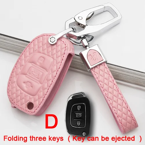 pink Специальный автомобильный чехол для ключей hyundai ix35 Elantra Veloster Sonata8 из натуральной коровьей кожи, защитный чехол, черный, розовый - Название цвета: pink