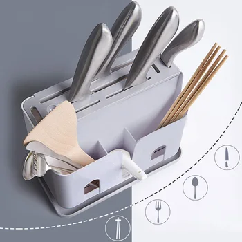 

Knife Holder Plastic Multi-function Draining Sink Box Spoons Kitchen Knives Forks Chopsticks Shelf Utensil Organizer Knife Block