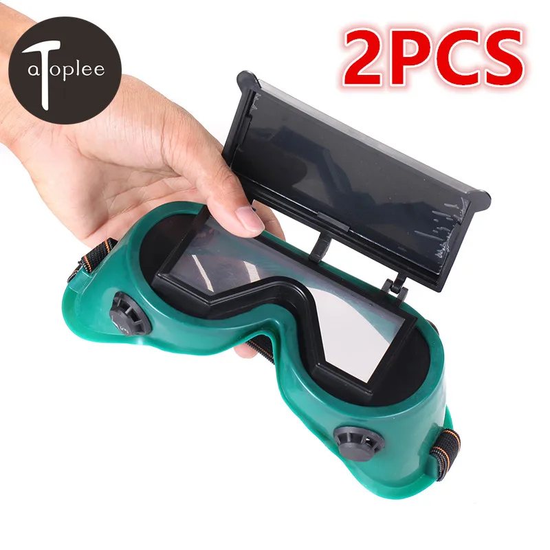 Hot 2pcs Welding Cutting Welders Safety Glasses Square Flip Up 2" Dark