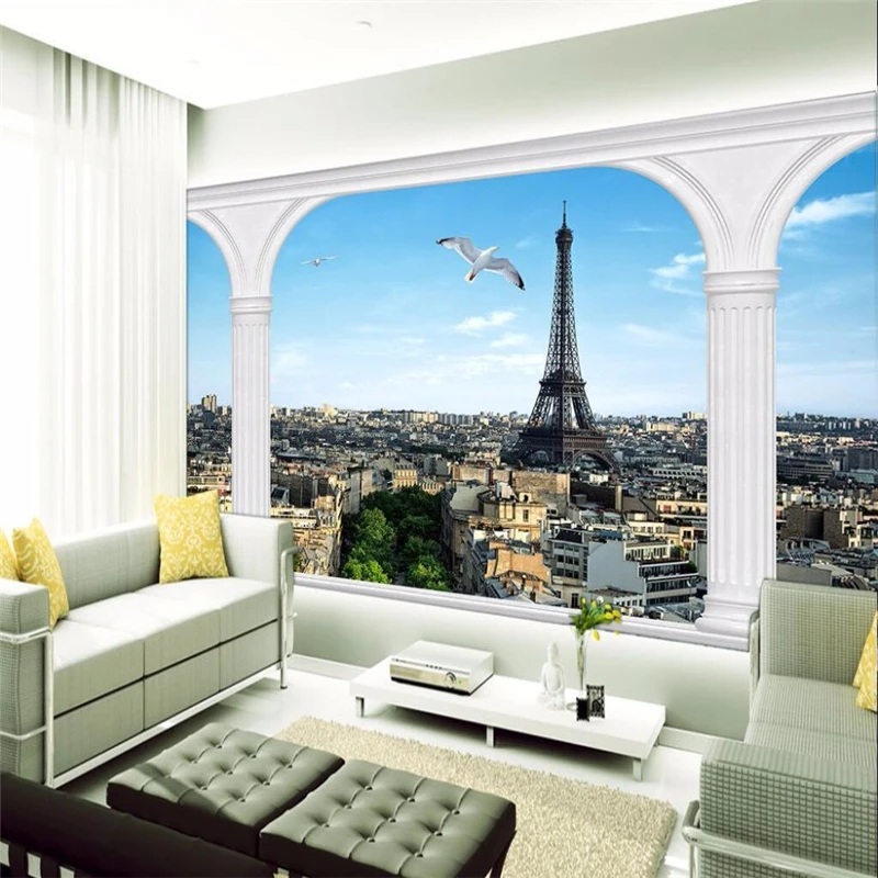

beibehang home decor photo backdrop Eiffel Tower Roman papel de parede 3d wallpaper for Living Room Restaurant hotel wall mural
