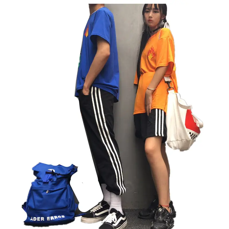 

Korean Bf Harajuku Women Shorts Vintage Three Stripes Casual Wide Short Loose Five Classic Couple Wind